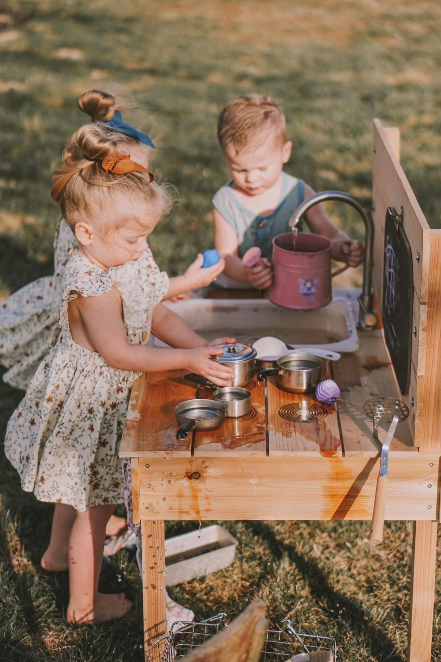 Handcrafted Cedar Mud Kitchen & Water Table: Outdoor Sensory Play