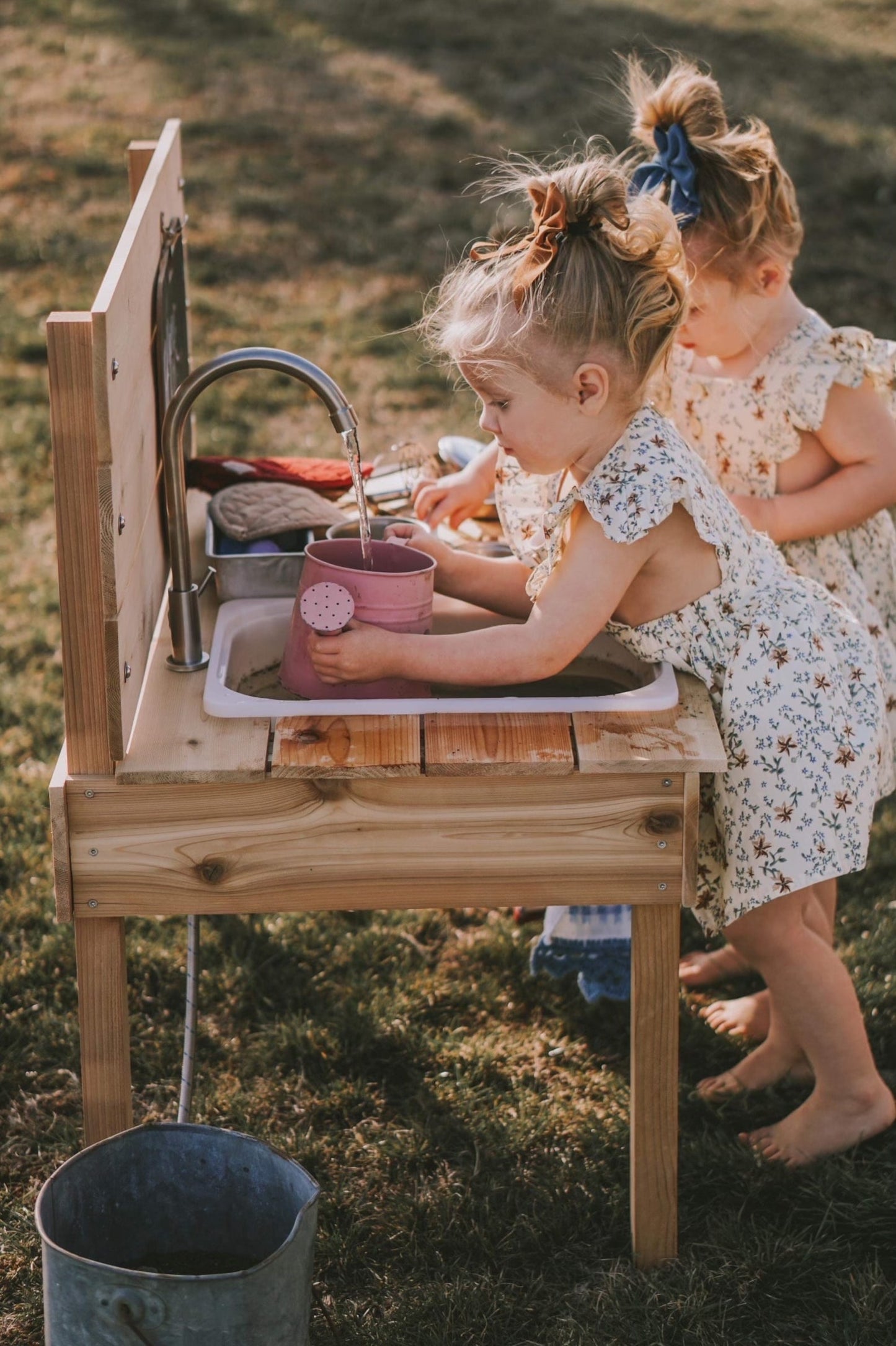 Handcrafted Cedar Mud Kitchen & Water Table: Outdoor Sensory Play