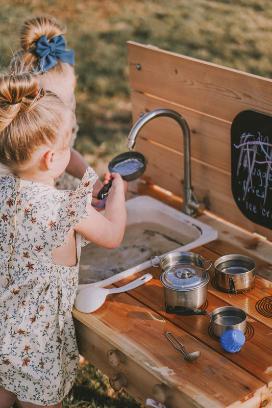 Handcrafted Cedar Mud Kitchen & Water Table: Outdoor Sensory Play