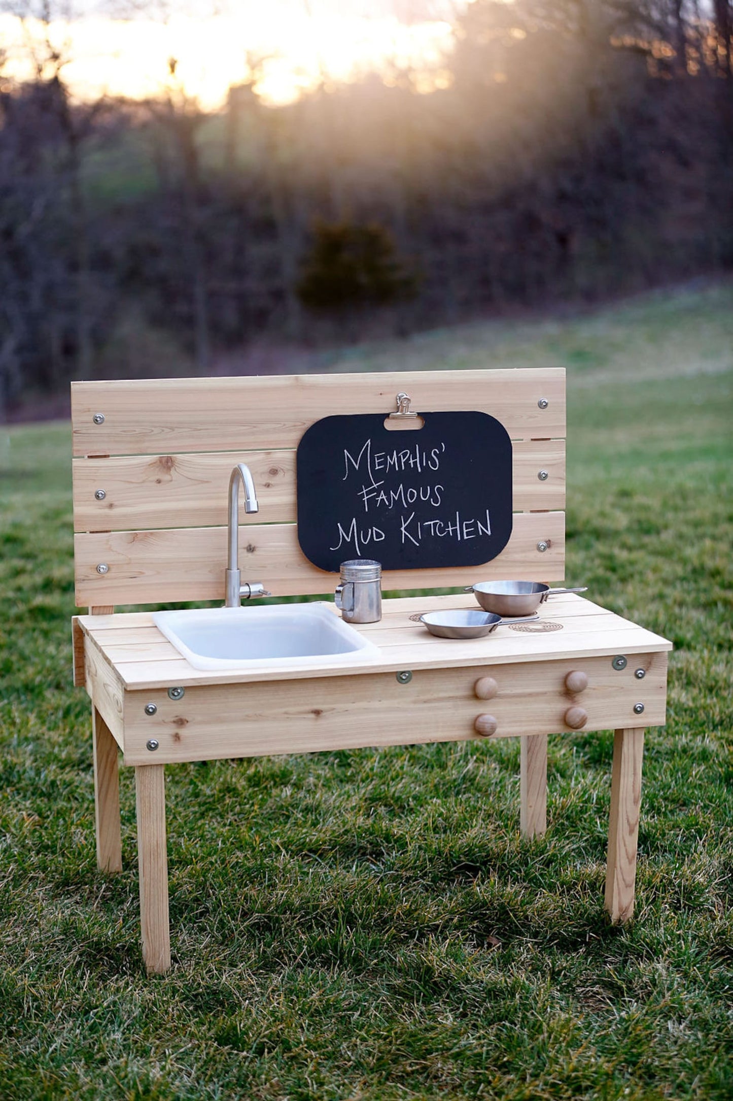Handcrafted Cedar Mud Kitchen & Water Table: Outdoor Sensory Play