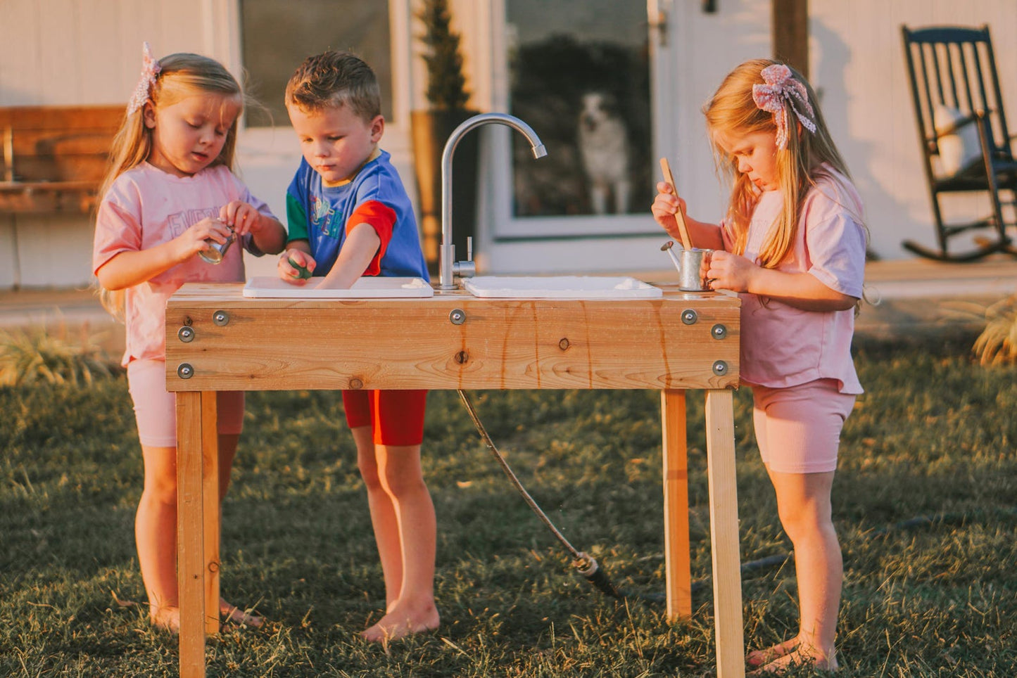 Outdoor Sensory Table and Water Table Combo with Faucet- Made In USA