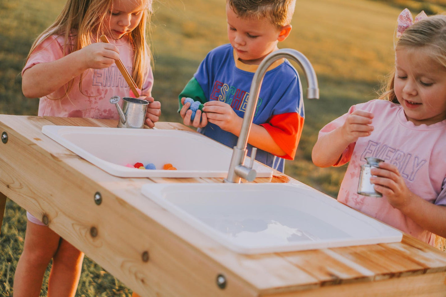 Outdoor Sensory Table and Water Table Combo with Faucet- Made In USA