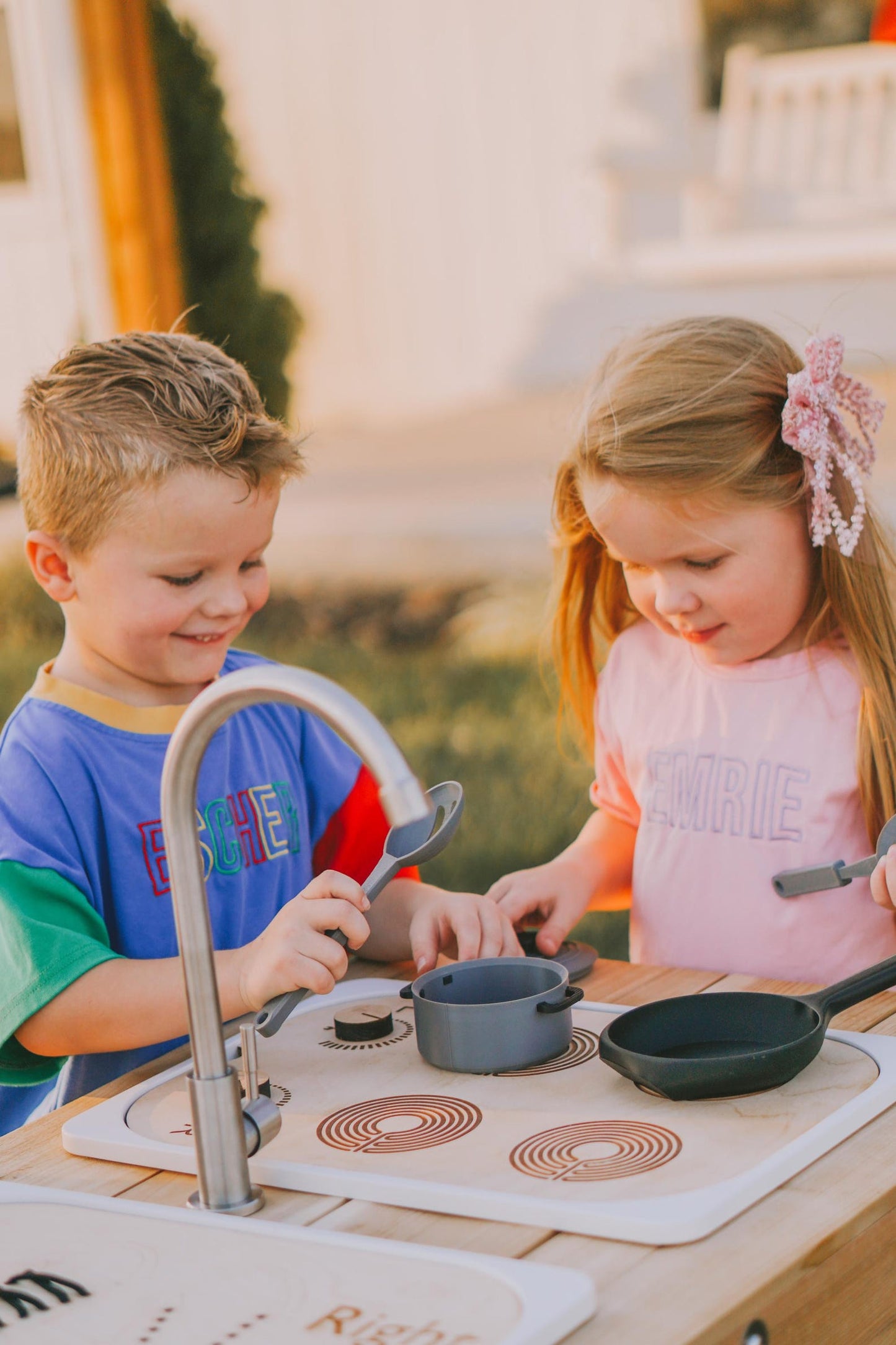 Wooden Sensory Table Insert: Pretend Play Kitchen with 3D printed Utensils (Trofast Bin)