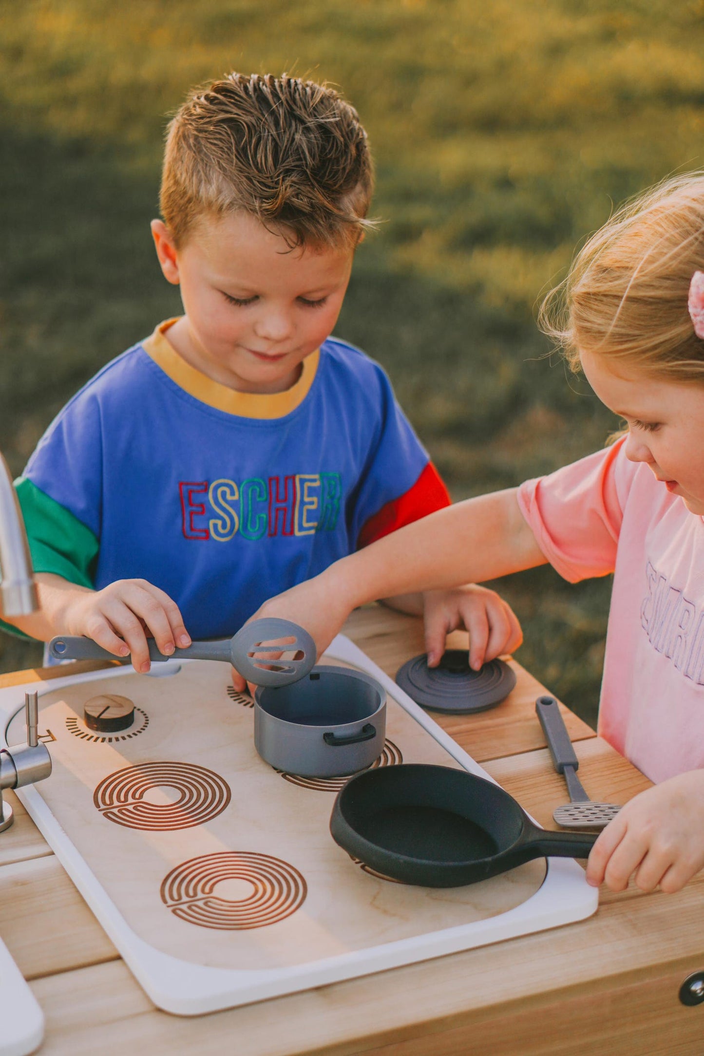 Wooden Sensory Table Insert: Pretend Play Kitchen with 3D printed Utensils (Trofast Bin)