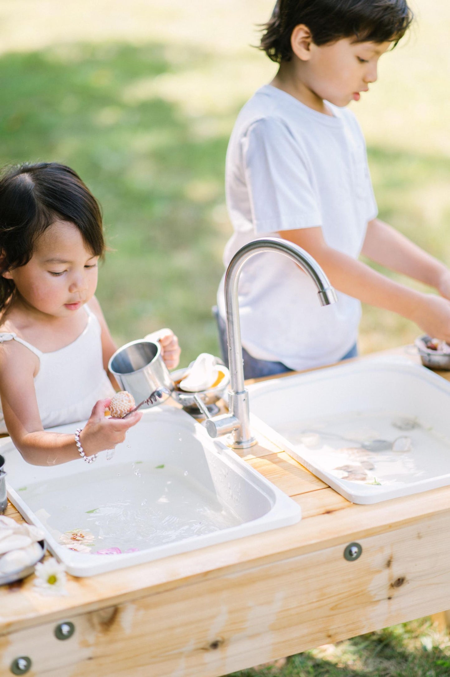 Outdoor Sensory Table and Water Table Combo with Faucet- Made In USA