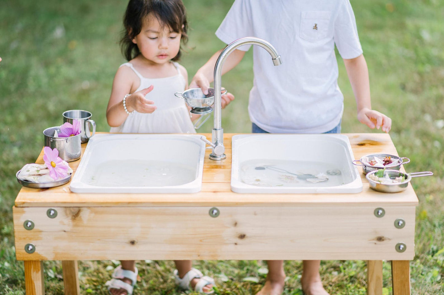 Outdoor Sensory Table and Water Table Combo with Faucet- Made In USA