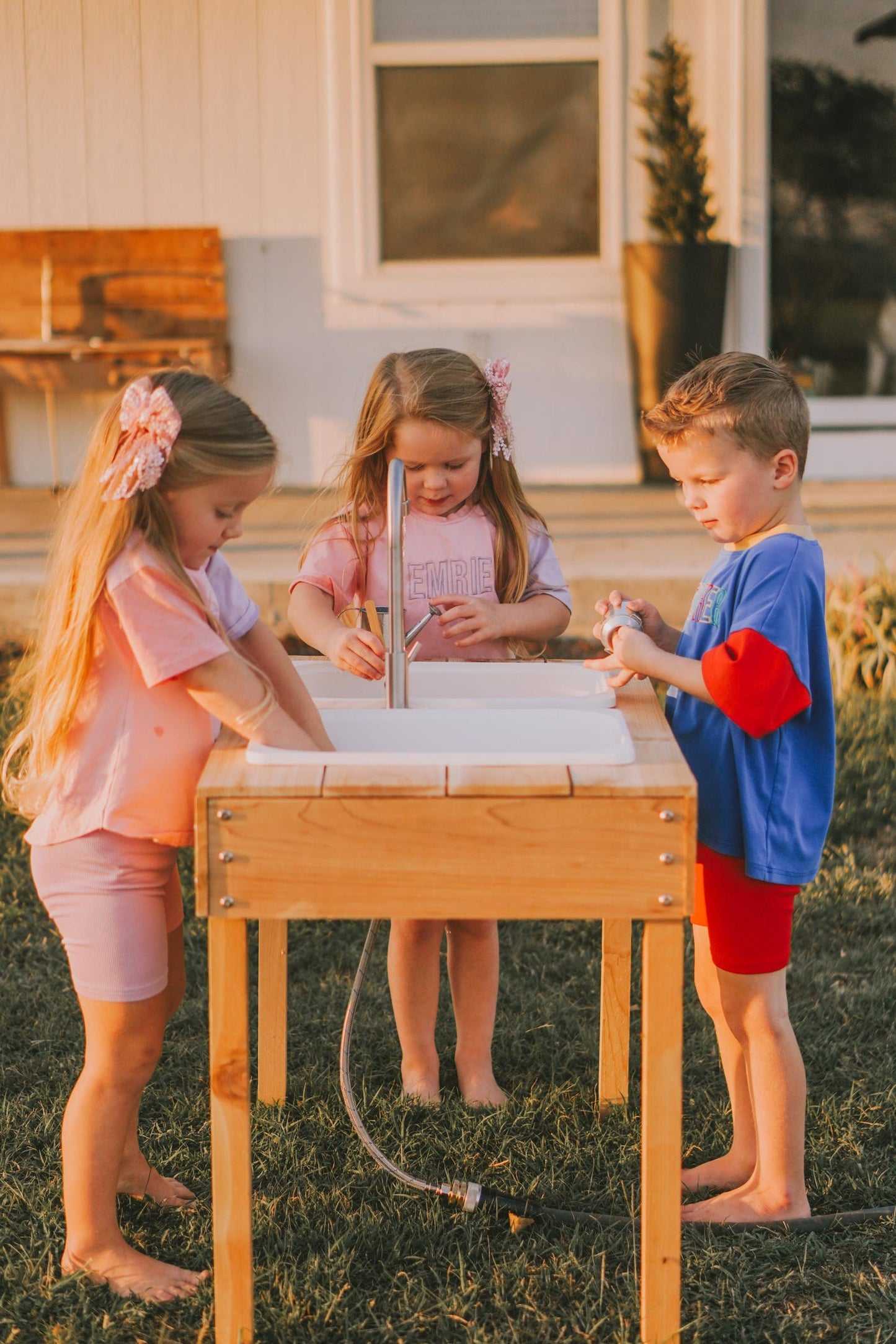 Outdoor Sensory Table and Water Table Combo with Faucet- Made In USA