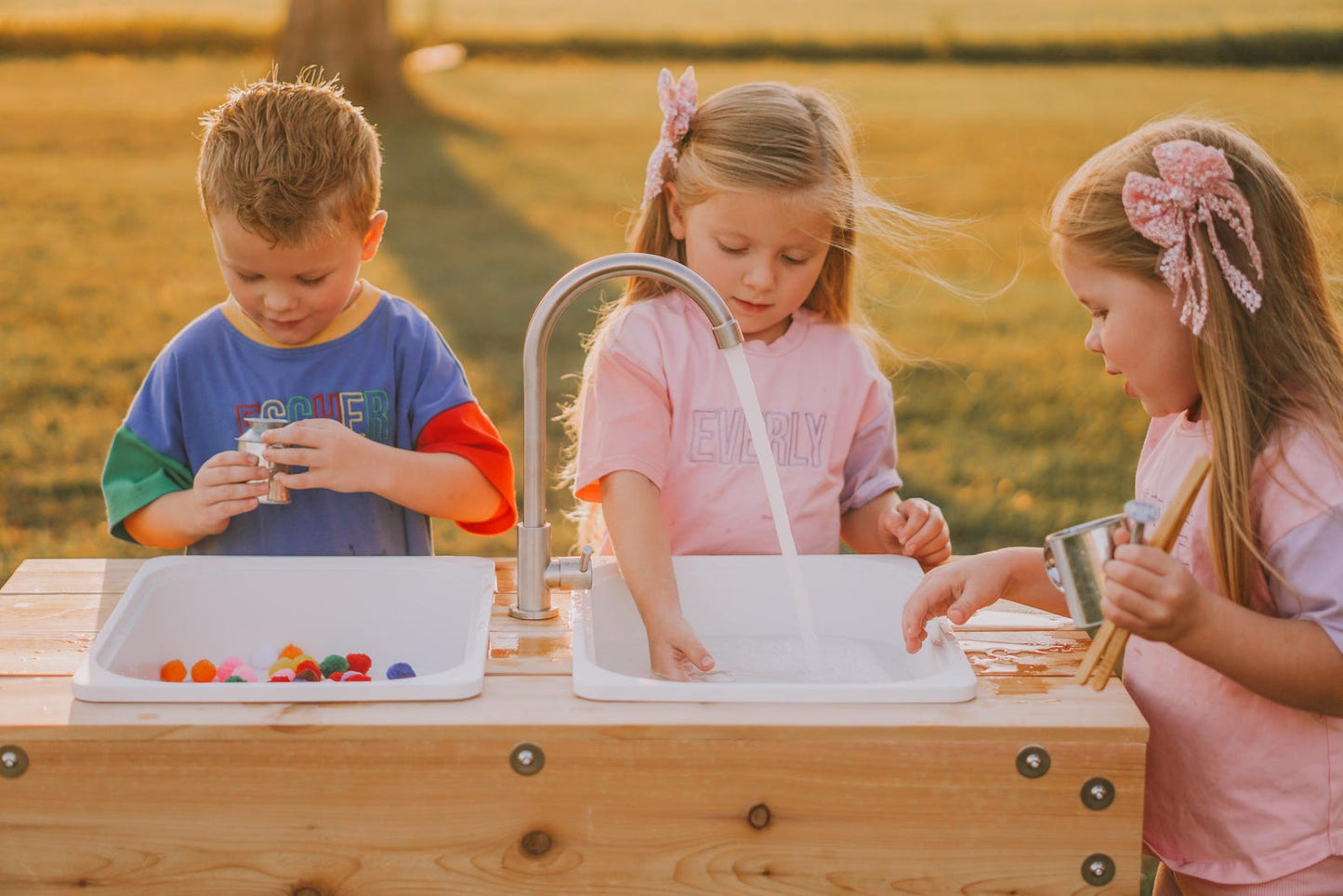 Outdoor Sensory Table and Water Table Combo with Faucet- Made In USA