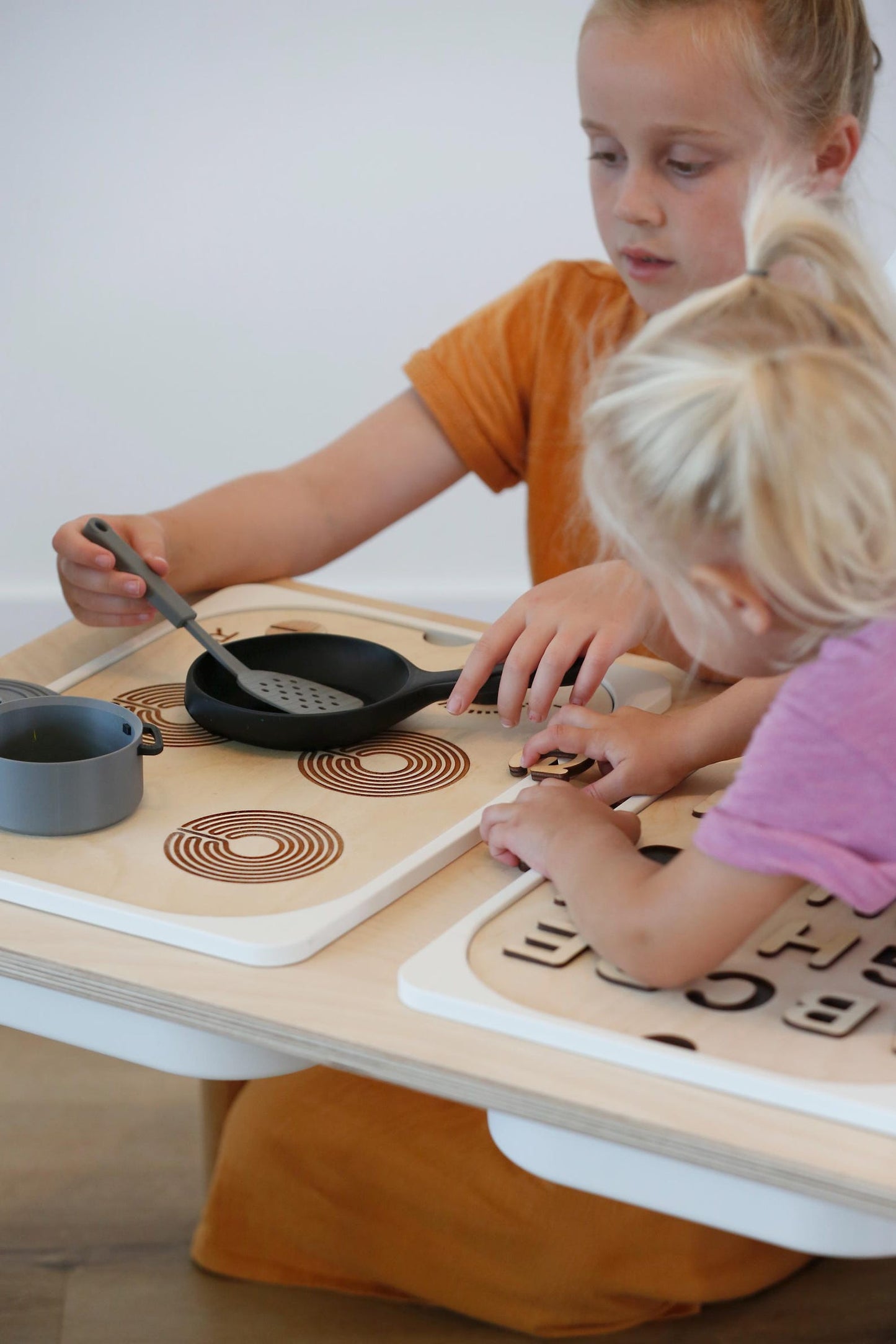 Wooden Sensory Table Insert: Pretend Play Kitchen with 3D printed Utensils (Trofast Bin)