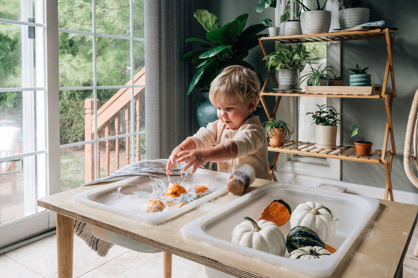 Handcrafted Sensory Table with Bins: USA Made