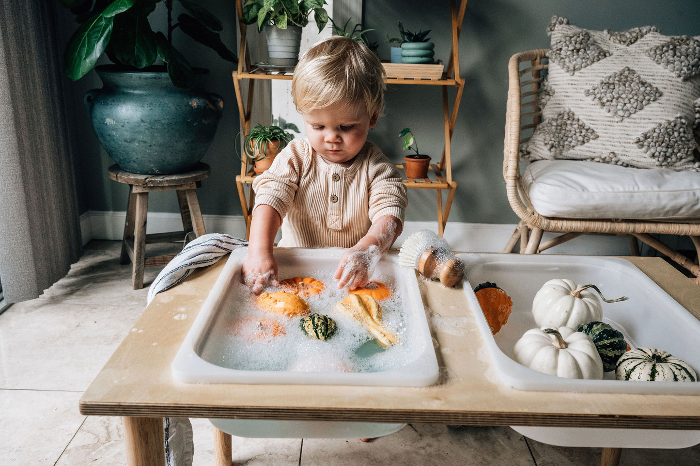 Handcrafted Sensory Table with Bins: USA Made