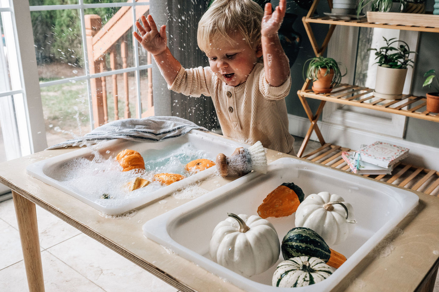 Handcrafted Sensory Table with Bins: USA Made