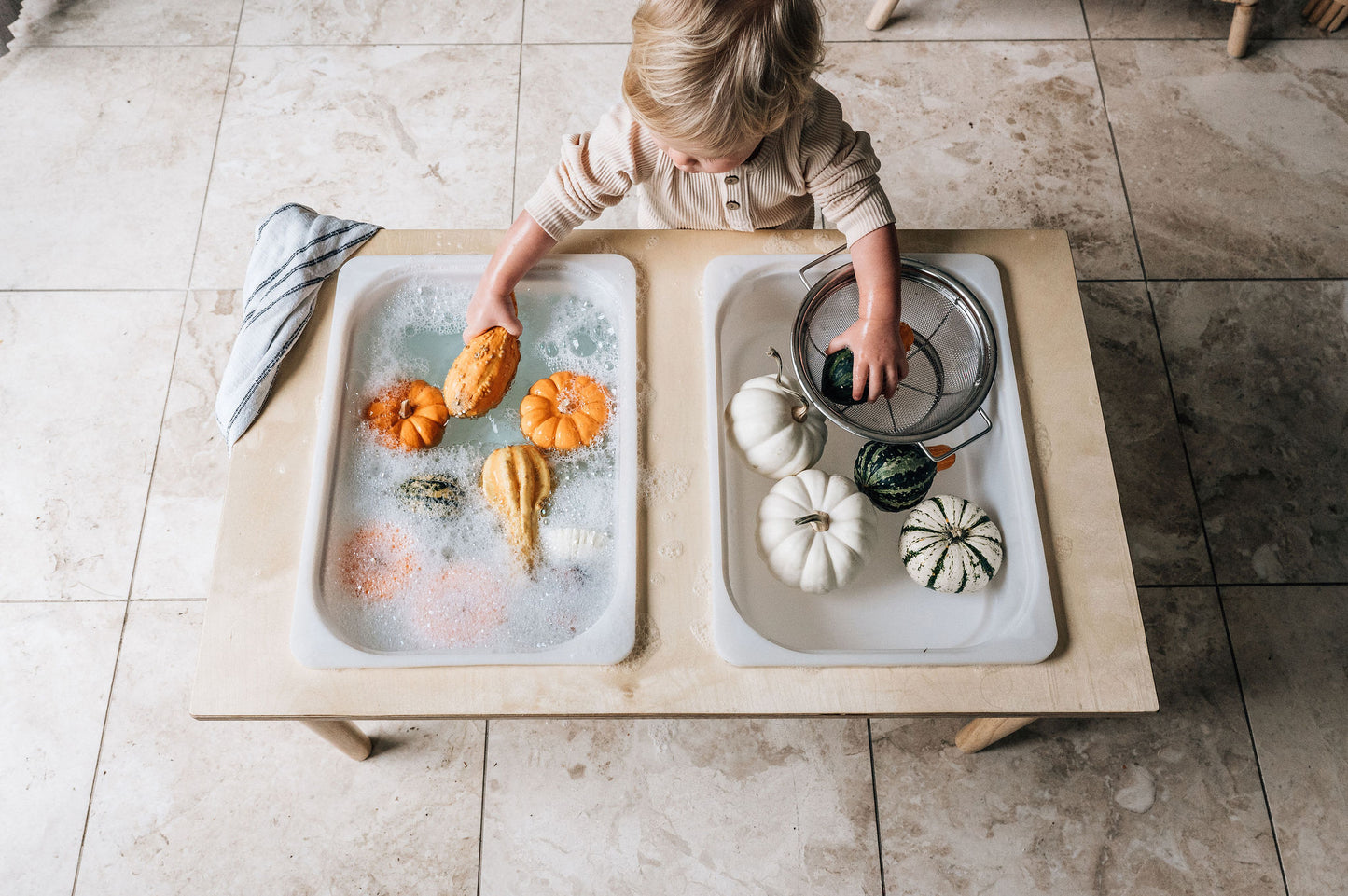 Handcrafted Sensory Table with Bins: USA Made